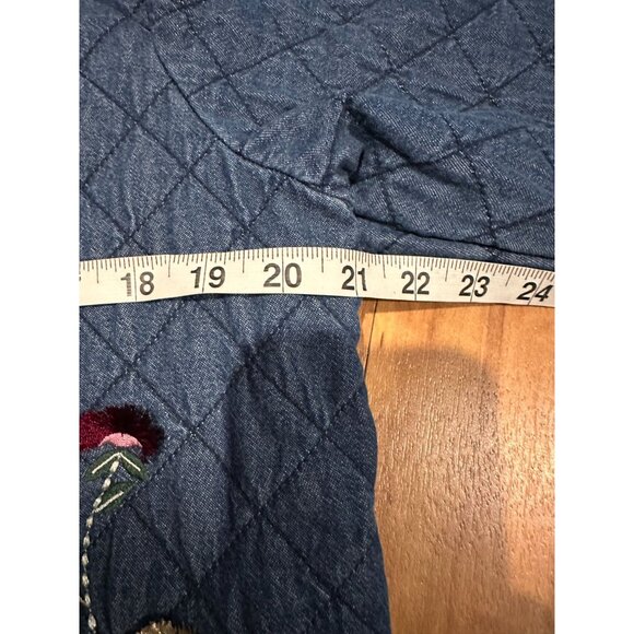 Coldwater Creek Quilted Denim Jacket with Embroidered Flowers – Women’s M - Picture 8 of 12